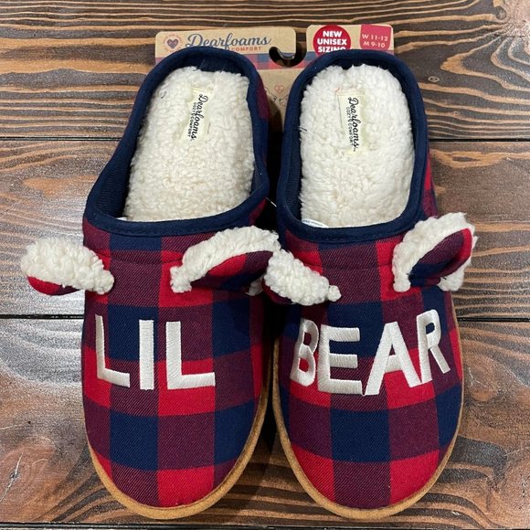 5/$20 NEW Women’s 11-12 DEARFOAMS Plaid LIL BEAR Clog Slippers - Picture 2 of 10